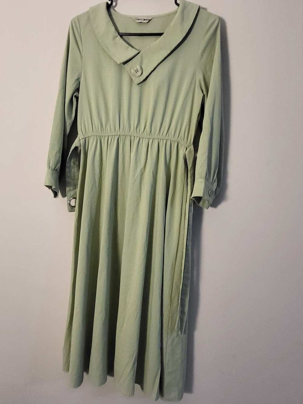 Light Green Long Sleeve Dress with Peter Pan Collar